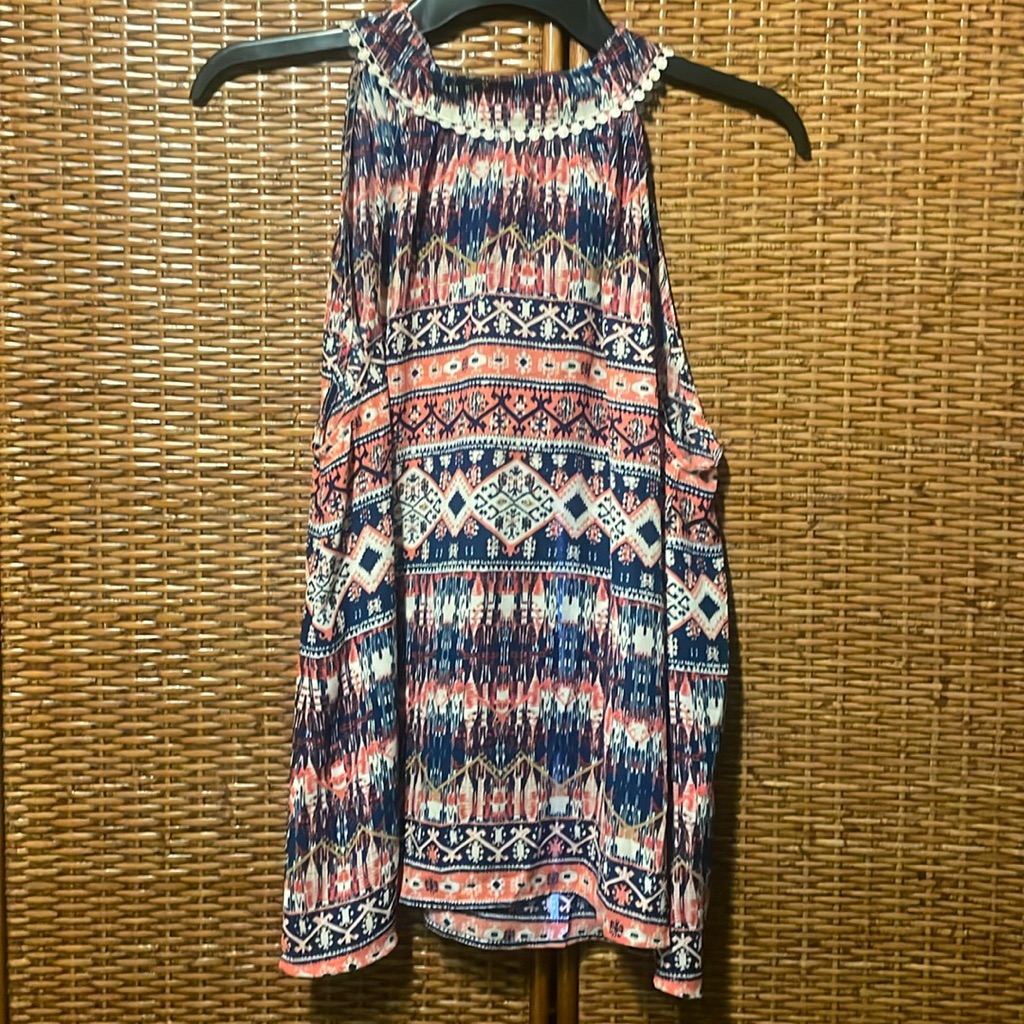 Nwt Thml Navy/Cream/Red/Orange Halter Top With Tie Back Size Large